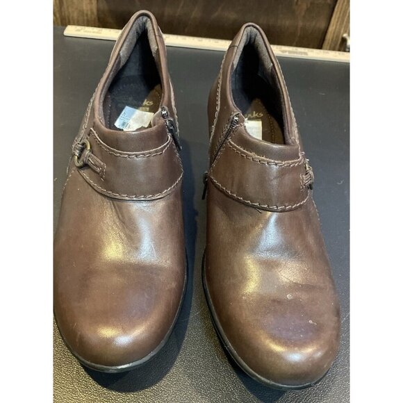 Clarks Women’s Leather Genette Curve Brown Loafer Shoes Size 9M Office Career - Picture 3 of 6